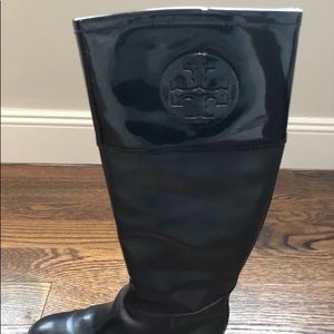 Authentic Tory Burch slip On Riding Boots Black